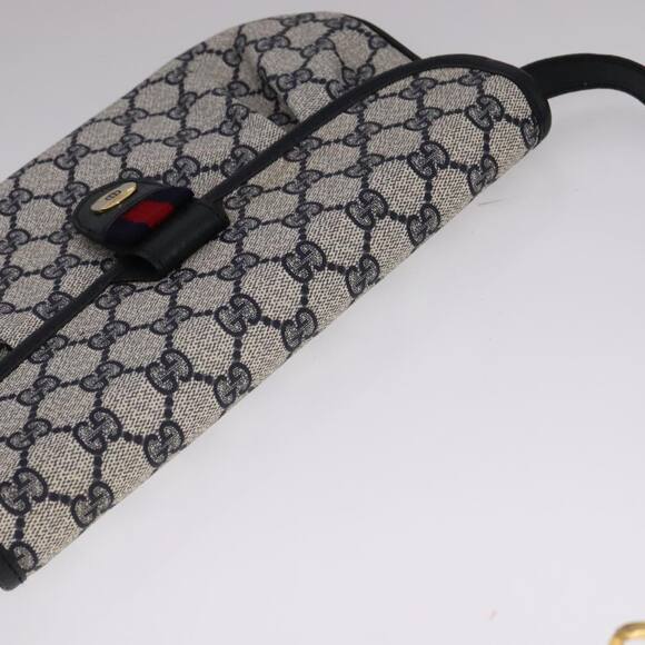 GUCCI GG Supreme Sherry Line Shoulder Bag Pvc Red Navy - Picture 6 of 16